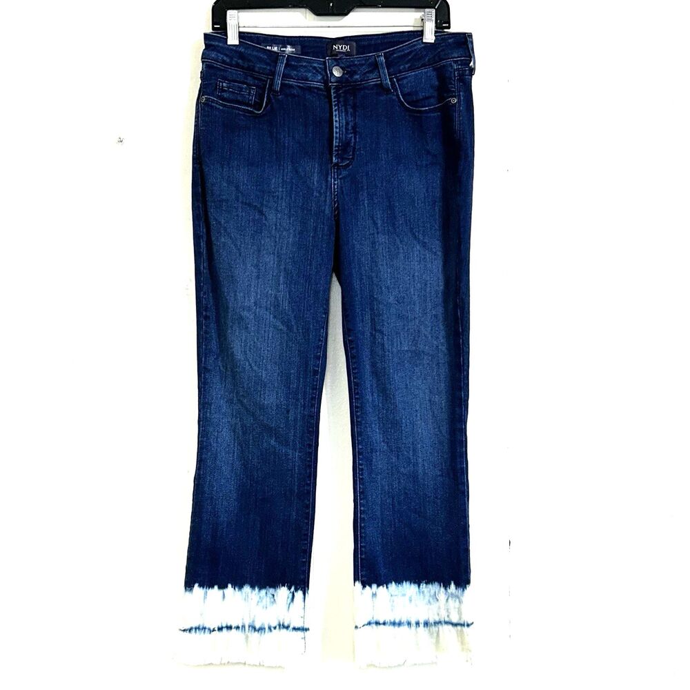 NYDJ Jeans Women's Billie Ankle Bootcut Jeans Size 12 Denim Dark Blue Stretch